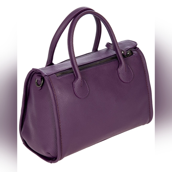 NWT Anthropologie Brics Medium Purple Leather Satchel - Picture 3 of 6